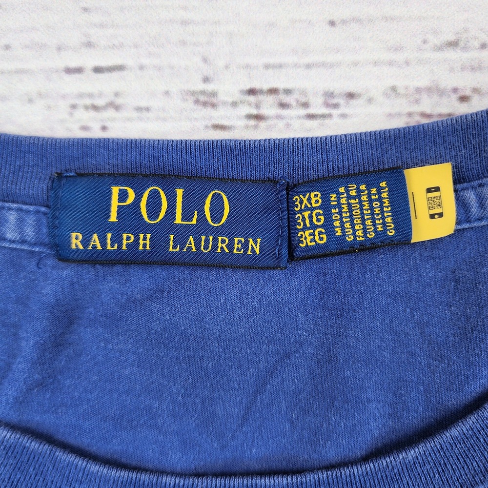 Polo Ralph Lauren Big Pony Paint Splatter Blue Orange T-Shirt Mens 3XB Tee - Picture 3 of 6
